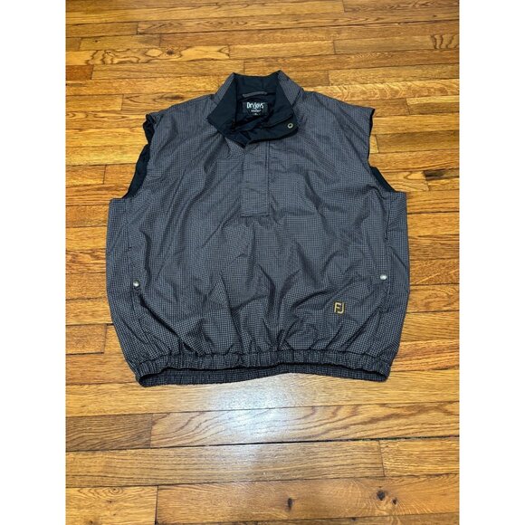FootJoy DryJoy Sleeveless Vest Jacket Mens Sz XL Gray Herringbone 1/2 Zip Snap - Picture 1 of 6